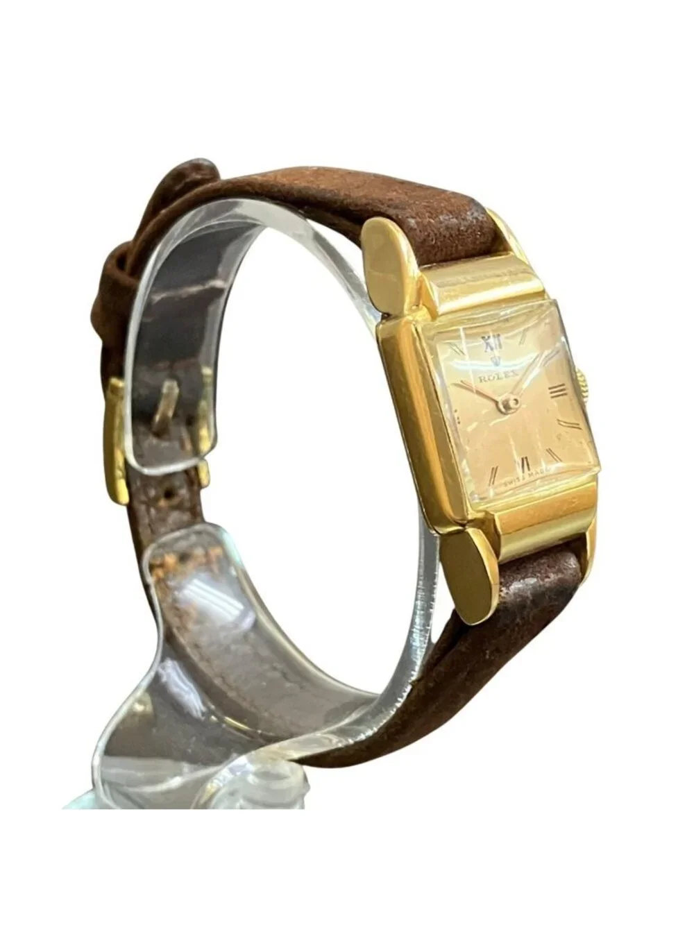 Rolex Precision Watch 18K Linen Hand Wound Gold Dial